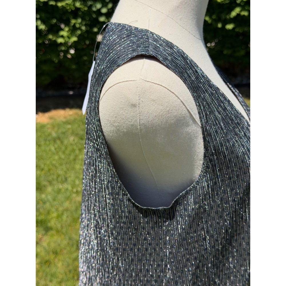 NEW Banana Republic Silver Glam Shimmer Metallic Going Out Tank Top Women's‎ M - Picture 10 of 13
